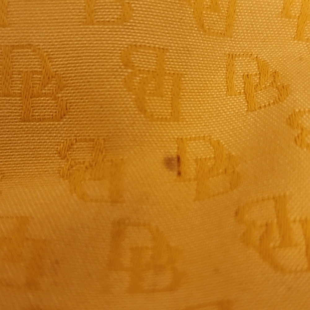 Dooney & Bourke Y2K Yellow Logo Canvas Tote Tan Leather Trim Vintage - Picture 11 of 13